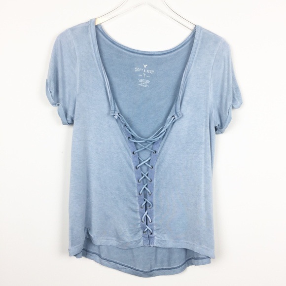 Aerie soft and sexy lace up tee - Picture 1 of 3